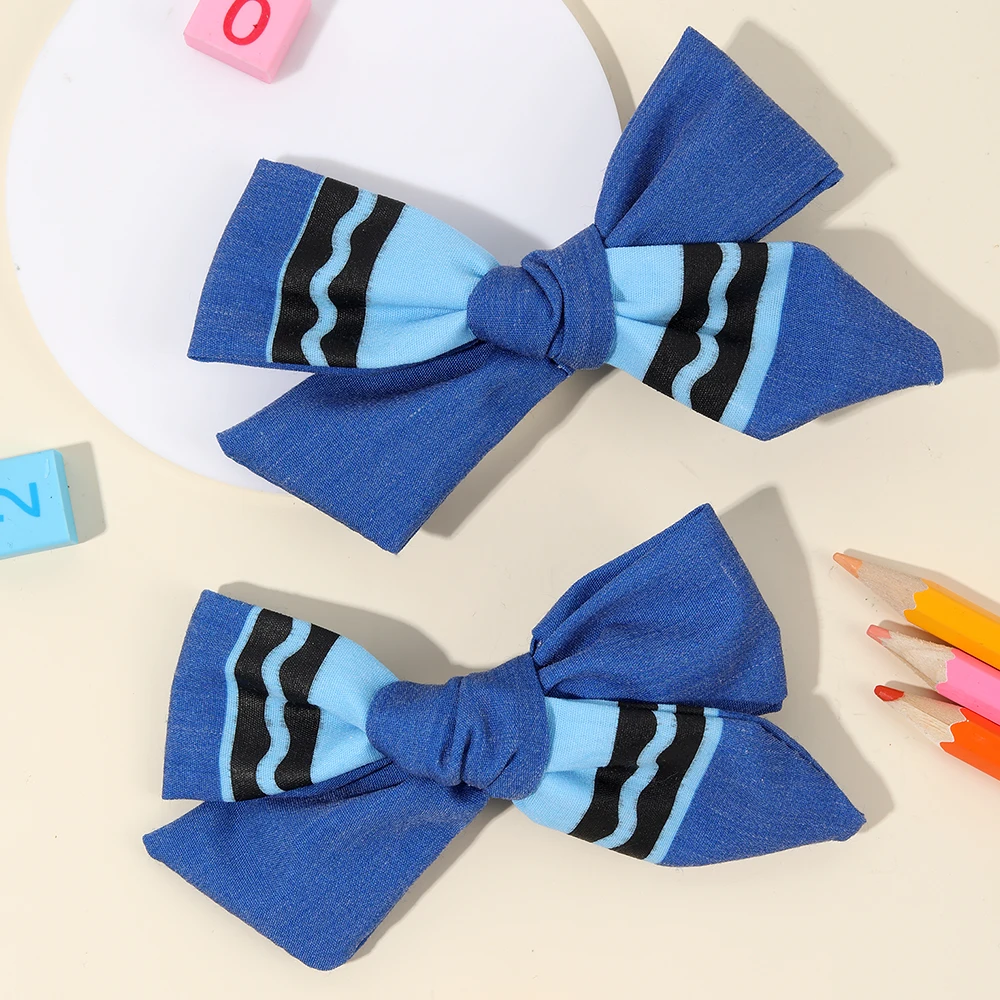 2Pcs Pencil Bow Hair Clips Cute Hairpins Kawaii Back To School Barrette For Girls Children Kids Headdress Headwear Accessories