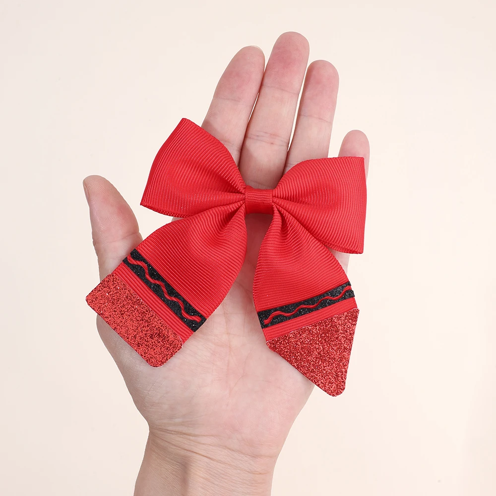 2Pcs Pencil Bow Hair Clips Cute Hairpins Kawaii Back To School Barrette For Girls Children Kids Headdress Headwear Accessories