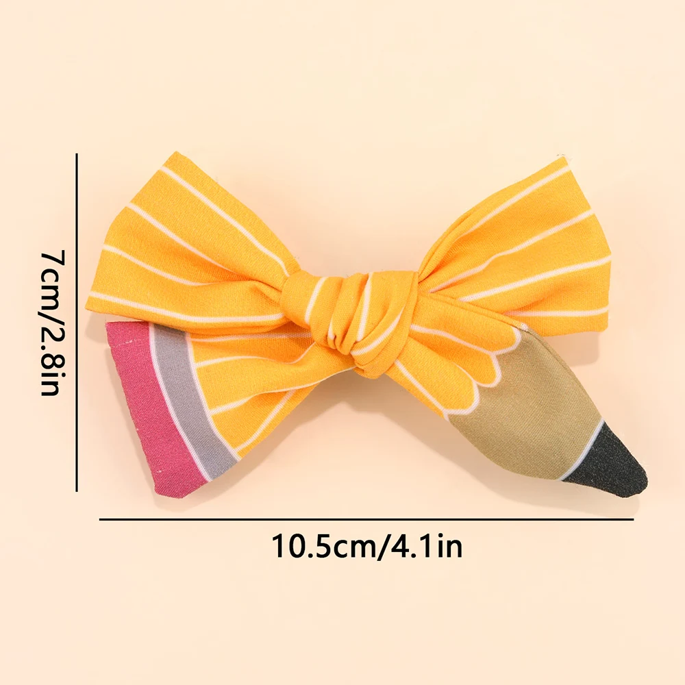 2Pcs Pencil Bow Hair Clips Cute Hairpins Kawaii Back To School Barrette For Girls Children Kids Headdress Headwear Accessories
