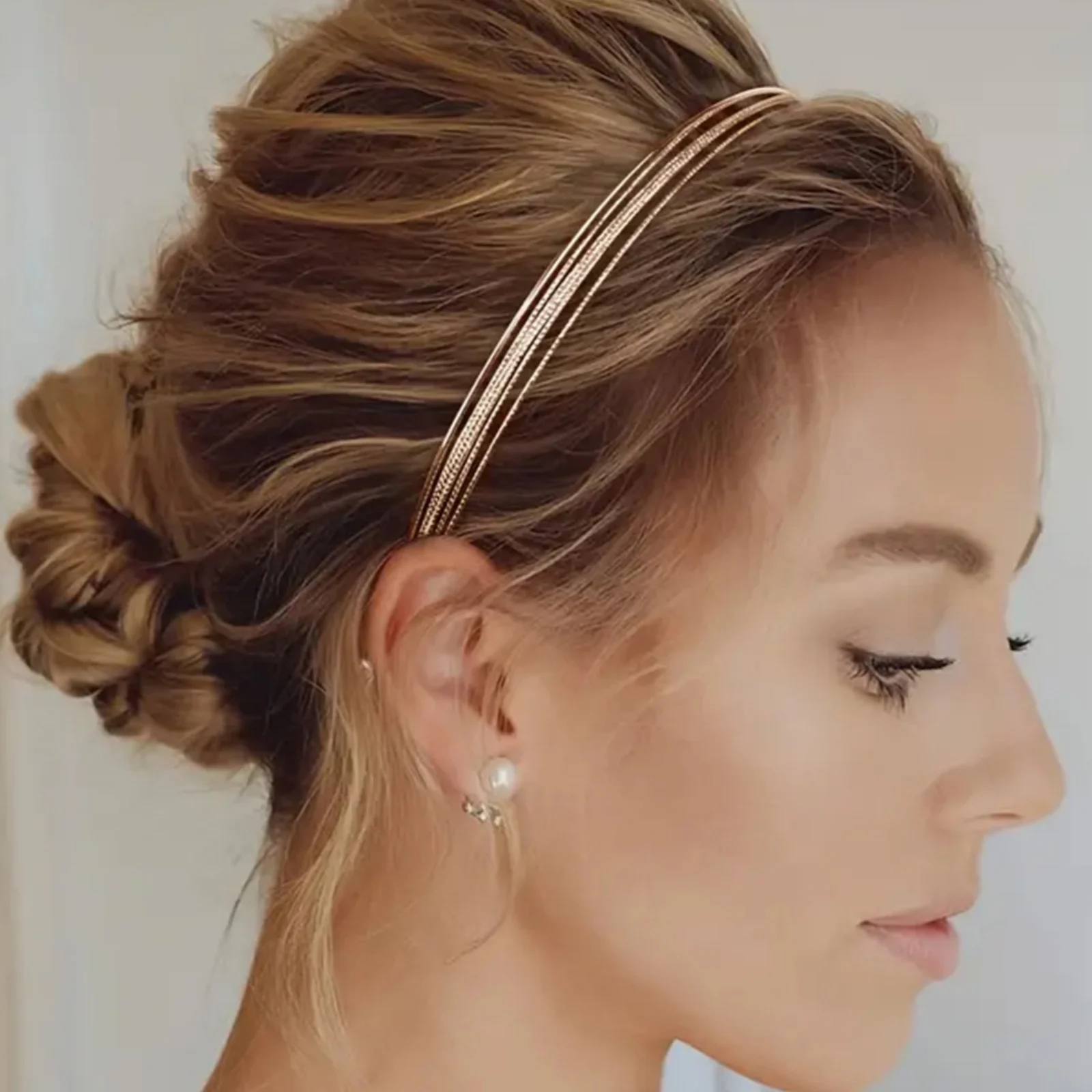 1PC Gold Multi - Strand Headband, Elegant Hair Accessory for Updos, Stylish Headpiece for Women, Perfect for Special Occasions