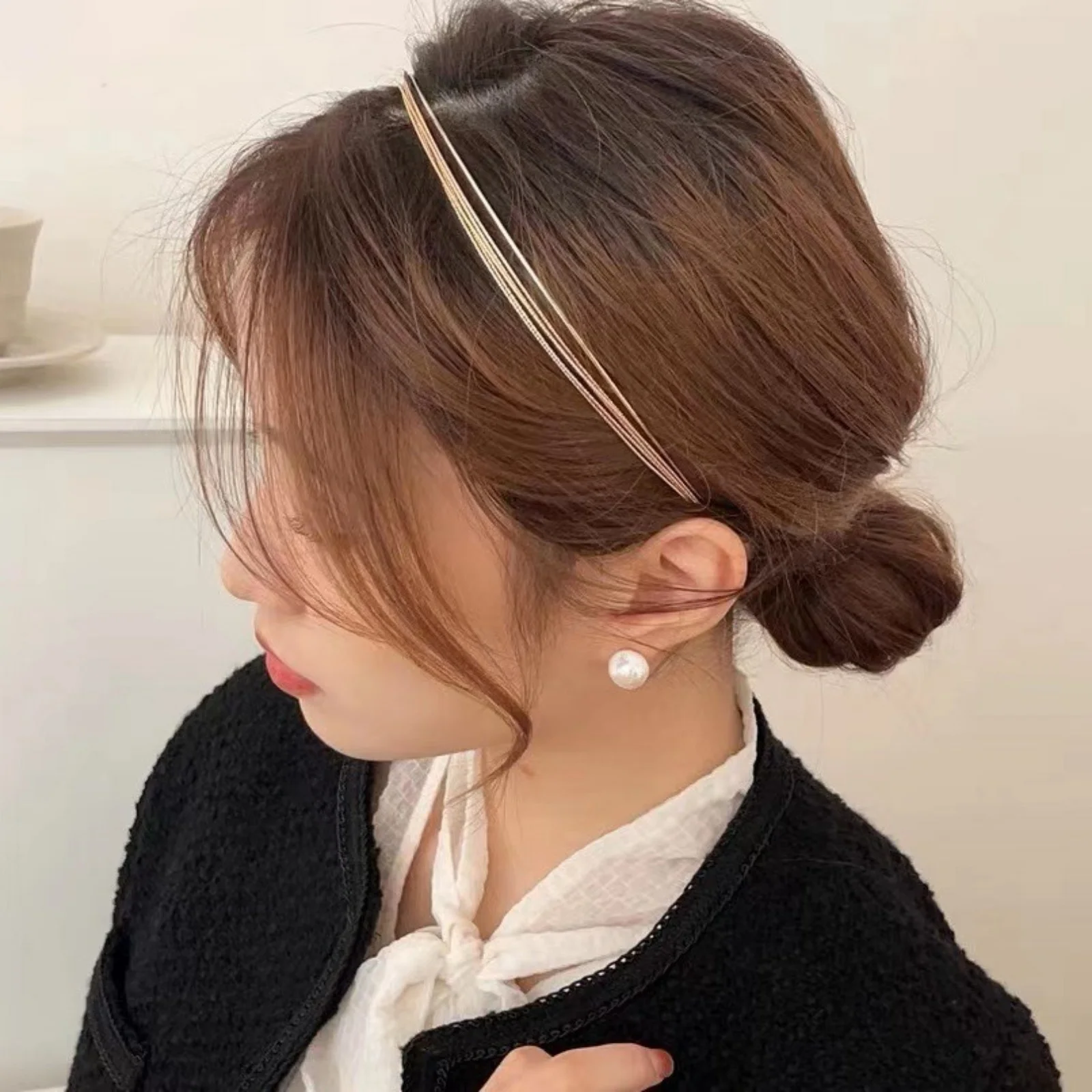 1PC Gold Multi - Strand Headband, Elegant Hair Accessory for Updos, Stylish Headpiece for Women, Perfect for Special Occasions