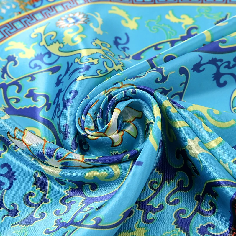 Fashion Square Silk Scarf Women Luxury Brand Satin Print Hijab Scarves Pareo Bandana Female Shawl Wrap Headband Foulard 90*90cm