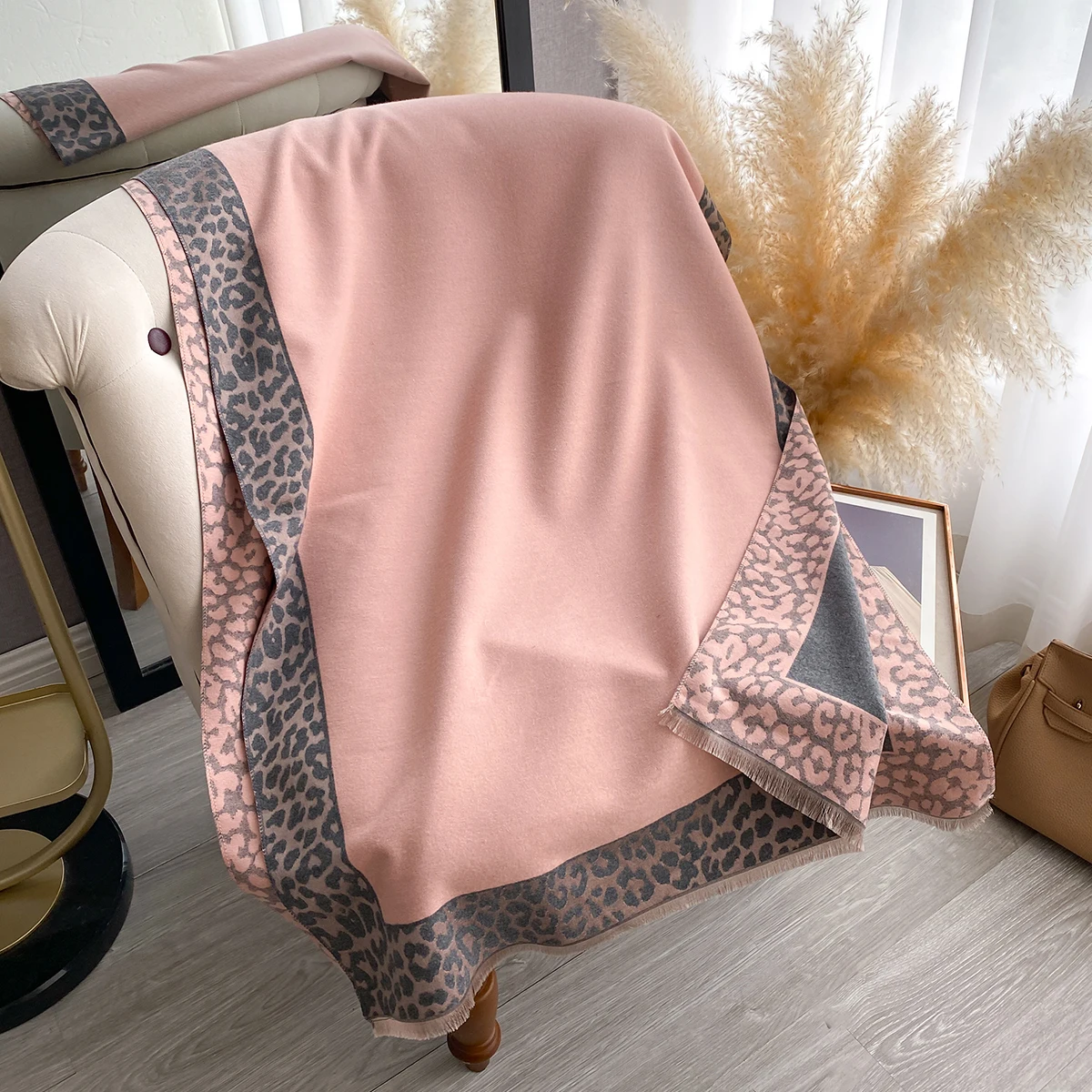 New Luxury Cashmere Plaid Leopard Scarf Winter Women Pashmina Shawls Warm Blanket Wraps Female Thick Scarves Bufanda Scarves
