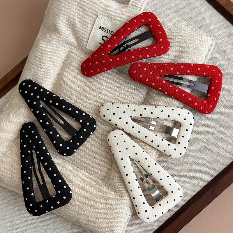Cute Polka Dot Triangle Hair Clip for Girls, New Fabric Hair Accessories for Bangs and Side Hair, Lovely Hairpin Headwear