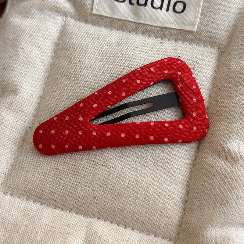 Cute Polka Dot Triangle Hair Clip for Girls, New Fabric Hair Accessories for Bangs and Side Hair, Lovely Hairpin Headwear