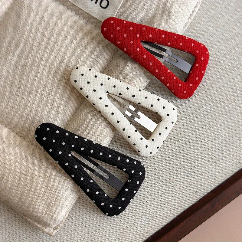 Cute Polka Dot Triangle Hair Clip for Girls, New Fabric Hair Accessories for Bangs and Side Hair, Lovely Hairpin Headwear