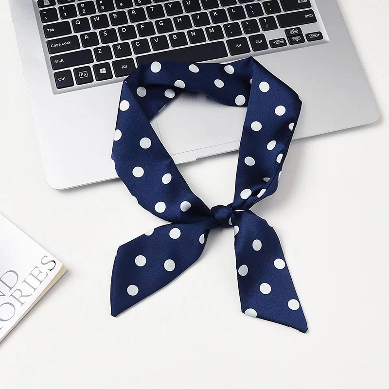 2025 Brand Design Dot Pattern Women Scarf Luxury Silk Scarf Fashion Hair Headband Foulard Skinny Bag Scarves Neckerchief