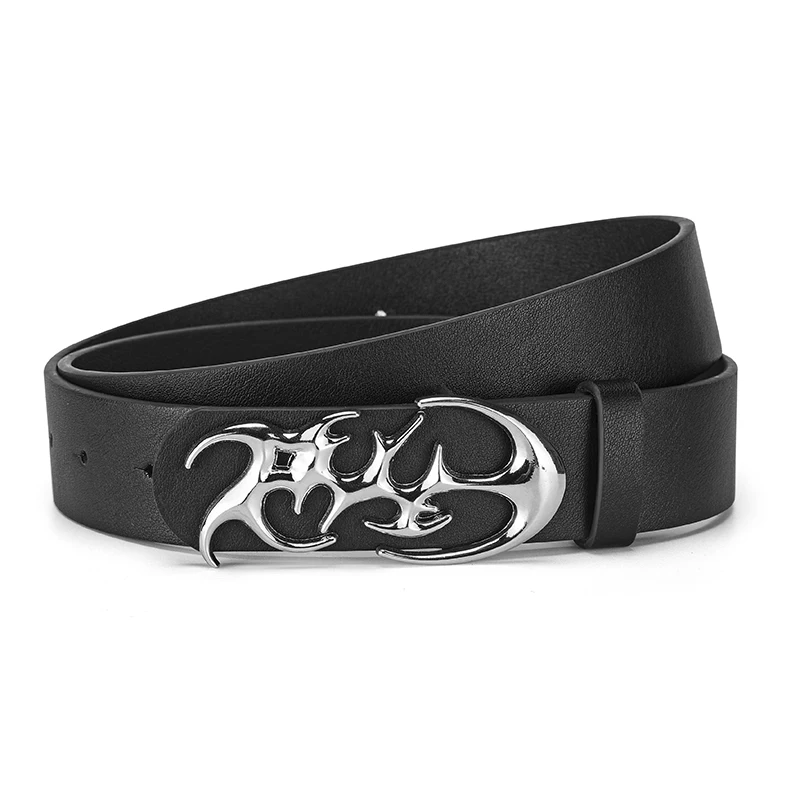 Creative Men's Geometric Automatic Buckle PU Belt Fashionable Men's Paired With Shorts Casual Pants Unique Design For Men