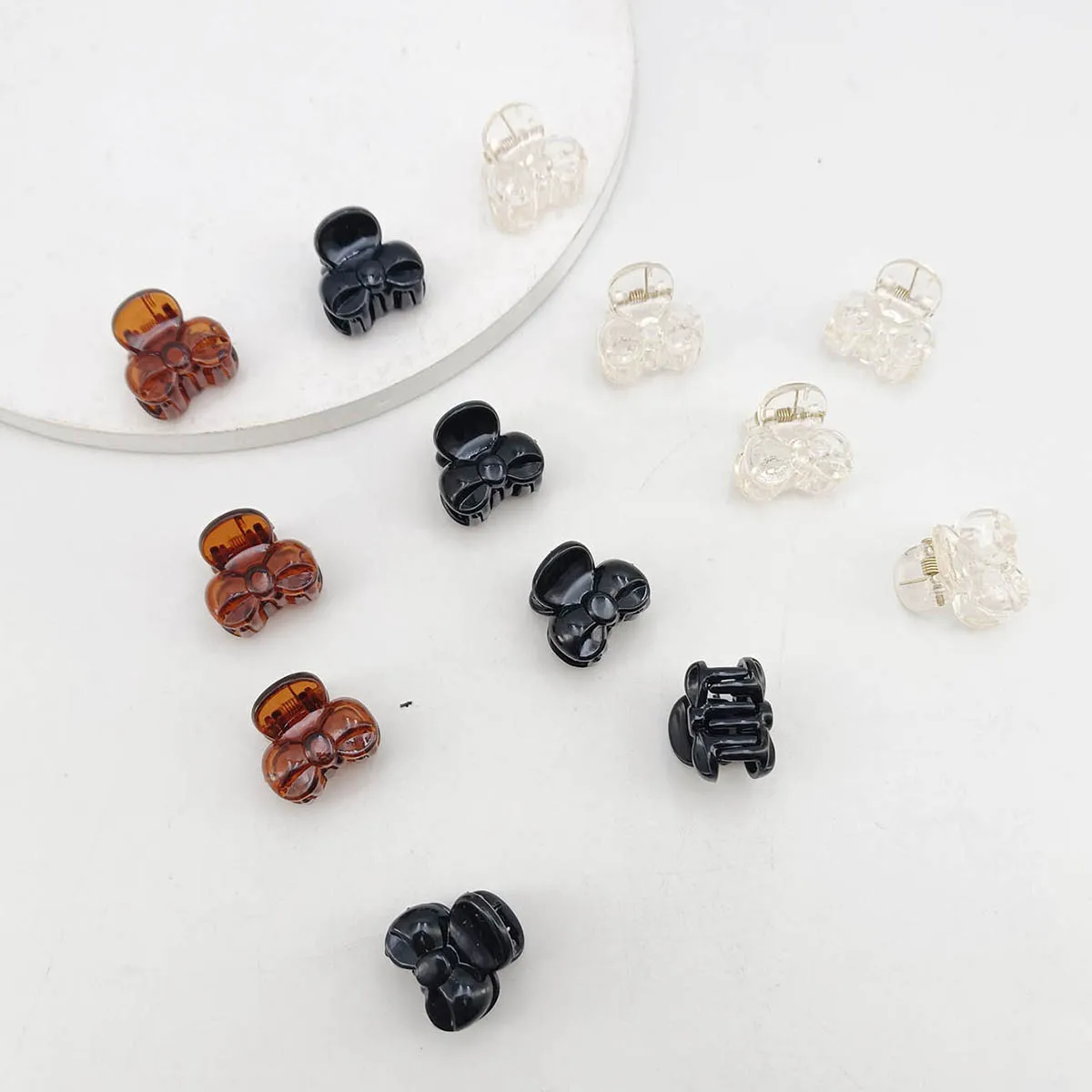 10/20/50/100 PCS Hair Claw Clips for Women 2cm Small bow Black Brown Transparent Plastic Mini Hairpin Barrettes Hair Accessorie