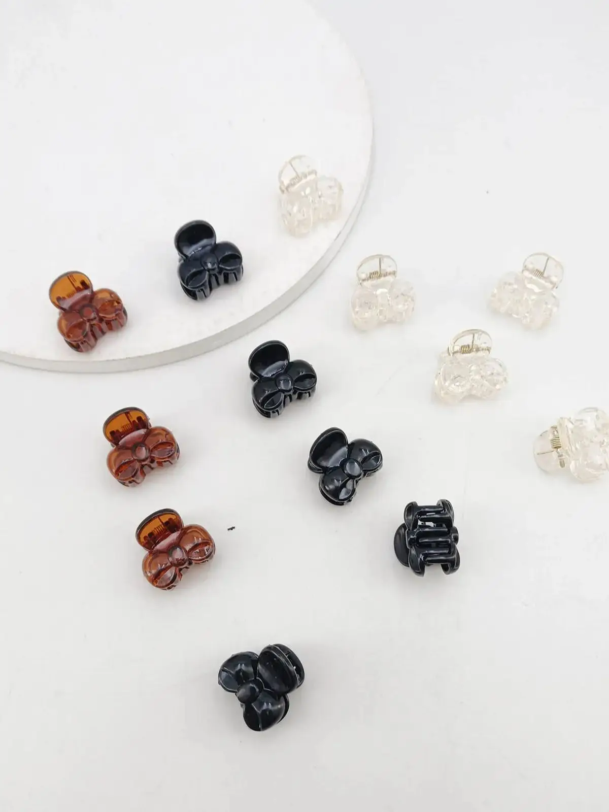 10/20/50/100 PCS Hair Claw Clips for Women 2cm Small bow Black Brown Transparent Plastic Mini Hairpin Barrettes Hair Accessorie
