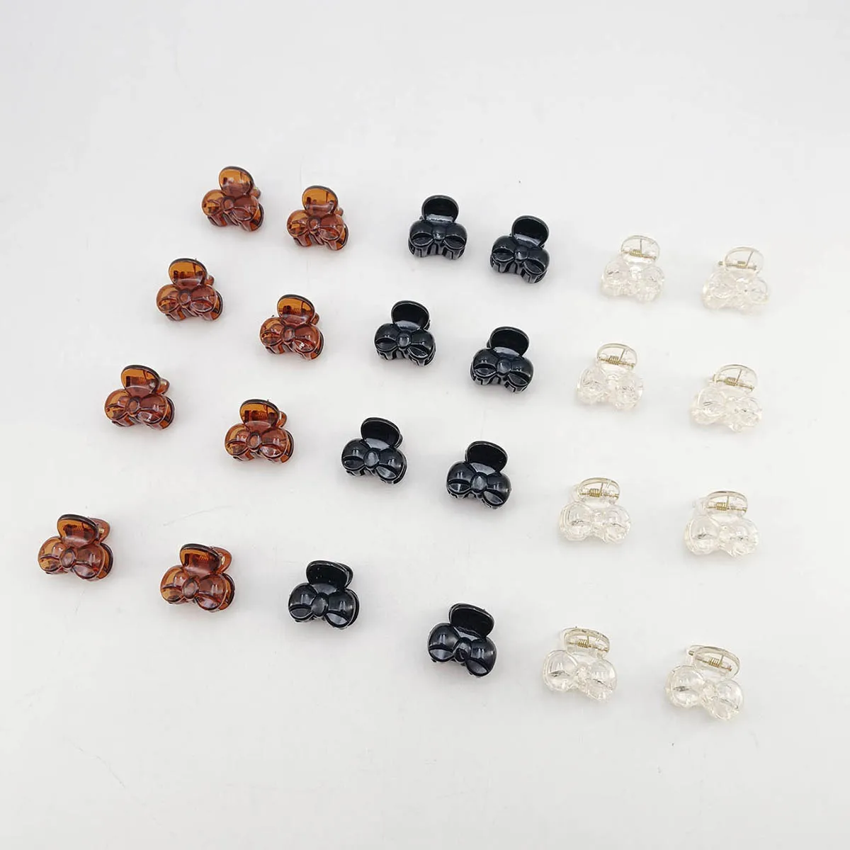 10/20/50/100 PCS Hair Claw Clips for Women 2cm Small bow Black Brown Transparent Plastic Mini Hairpin Barrettes Hair Accessorie