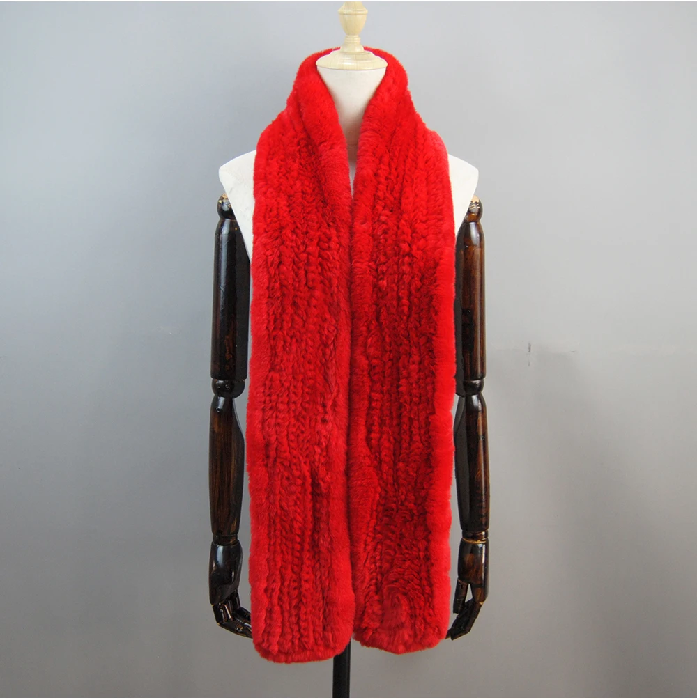 Women's Thick Warm Winter Fashion Brand Fur Muffler Real Fur Scarf High Quality Luxury Big Long Natural Rex Rabbit Fur Scarves