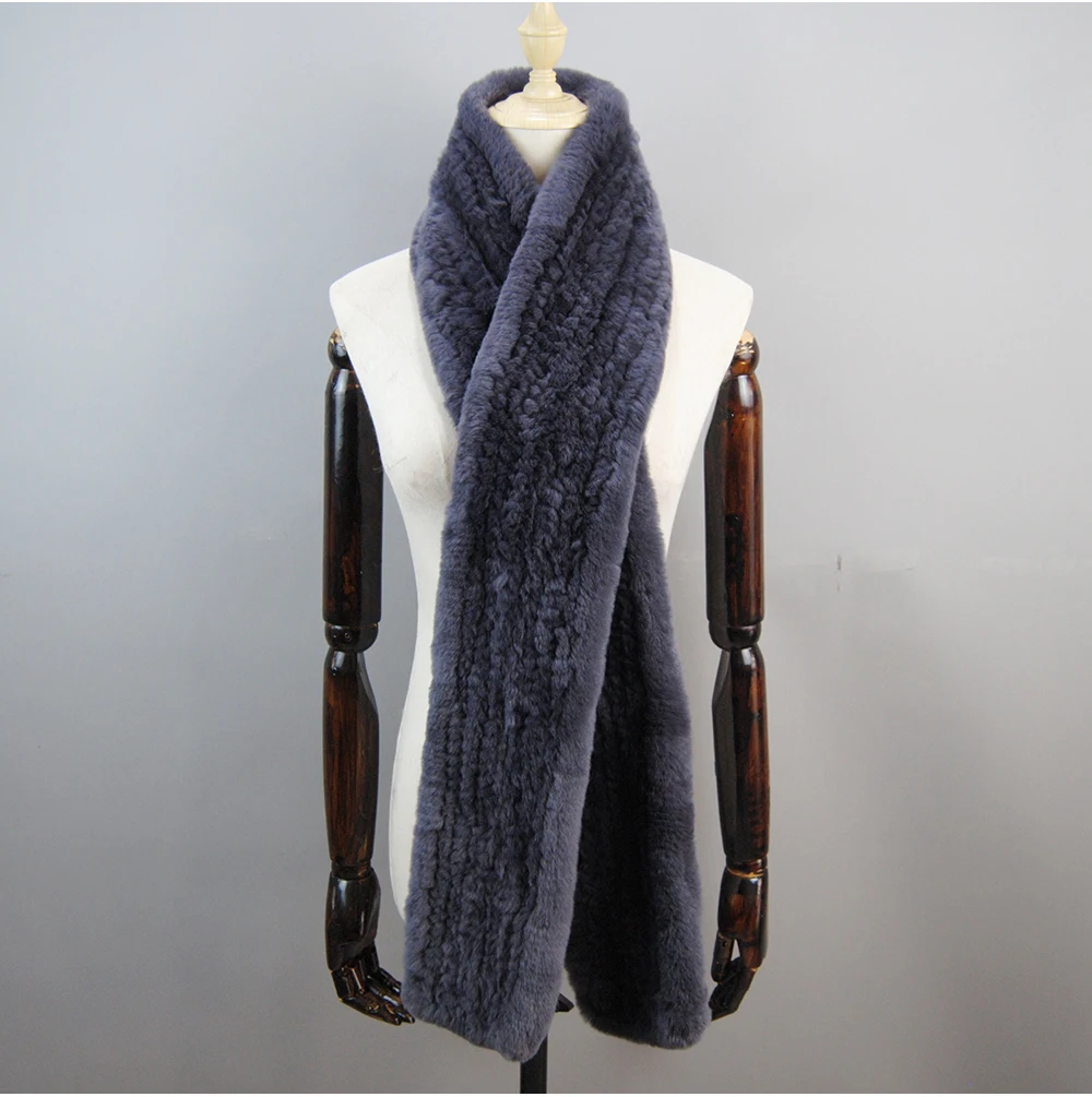 Women's Thick Warm Winter Fashion Brand Fur Muffler Real Fur Scarf High Quality Luxury Big Long Natural Rex Rabbit Fur Scarves