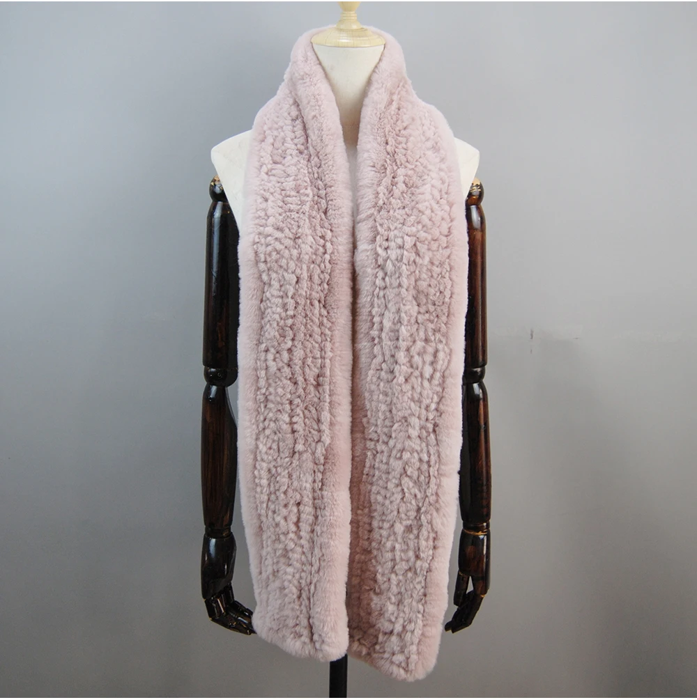 Women's Thick Warm Winter Fashion Brand Fur Muffler Real Fur Scarf High Quality Luxury Big Long Natural Rex Rabbit Fur Scarves