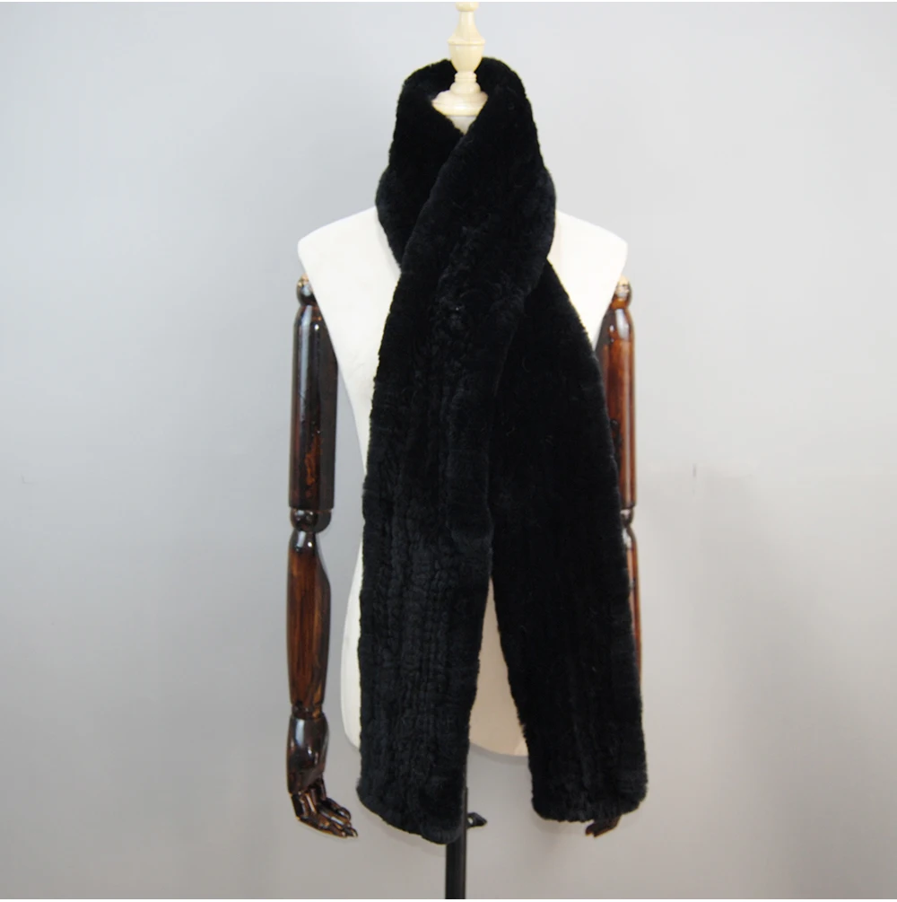 Women's Thick Warm Winter Fashion Brand Fur Muffler Real Fur Scarf High Quality Luxury Big Long Natural Rex Rabbit Fur Scarves