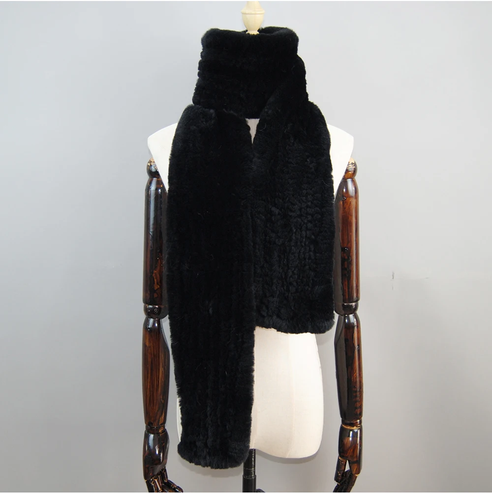 Women's Thick Warm Winter Fashion Brand Fur Muffler Real Fur Scarf High Quality Luxury Big Long Natural Rex Rabbit Fur Scarves