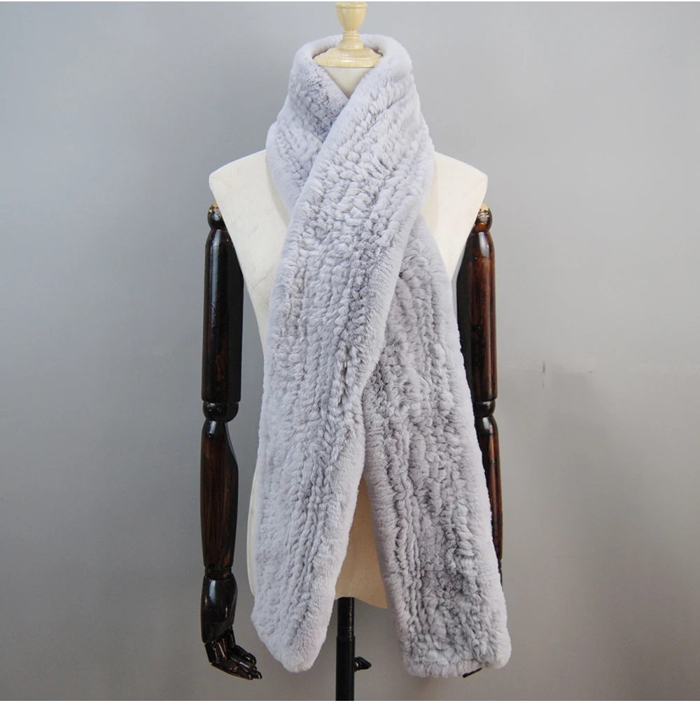 Women's Thick Warm Winter Fashion Brand Fur Muffler Real Fur Scarf High Quality Luxury Big Long Natural Rex Rabbit Fur Scarves