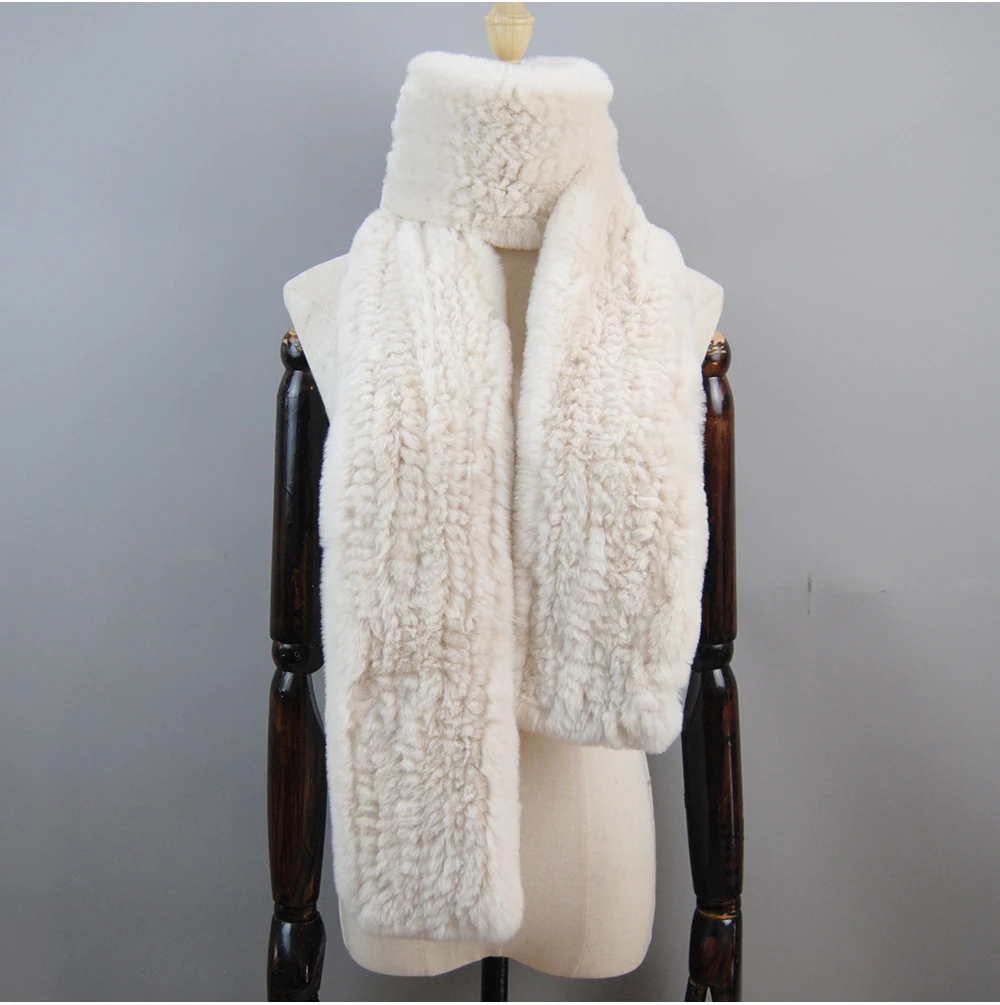 Women's Thick Warm Winter Fashion Brand Fur Muffler Real Fur Scarf High Quality Luxury Big Long Natural Rex Rabbit Fur Scarves