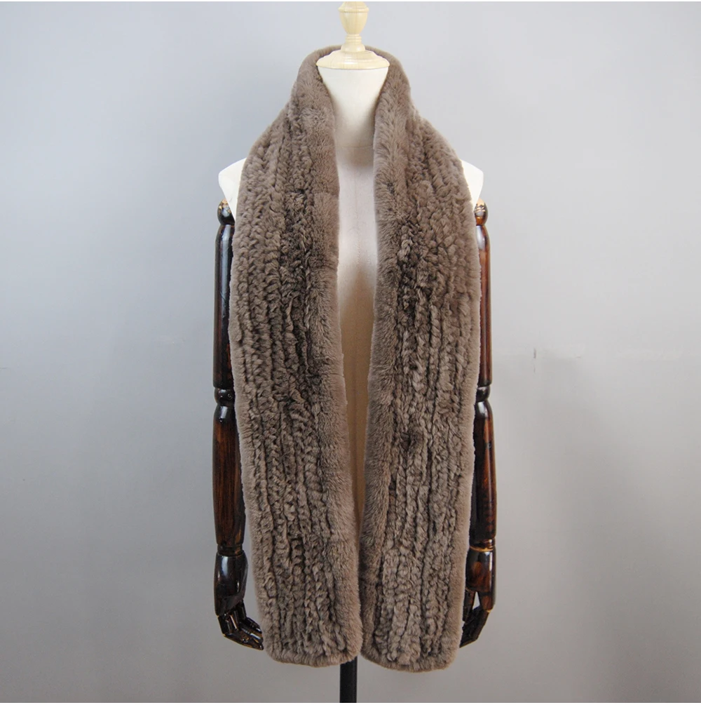 Women's Thick Warm Winter Fashion Brand Fur Muffler Real Fur Scarf High Quality Luxury Big Long Natural Rex Rabbit Fur Scarves