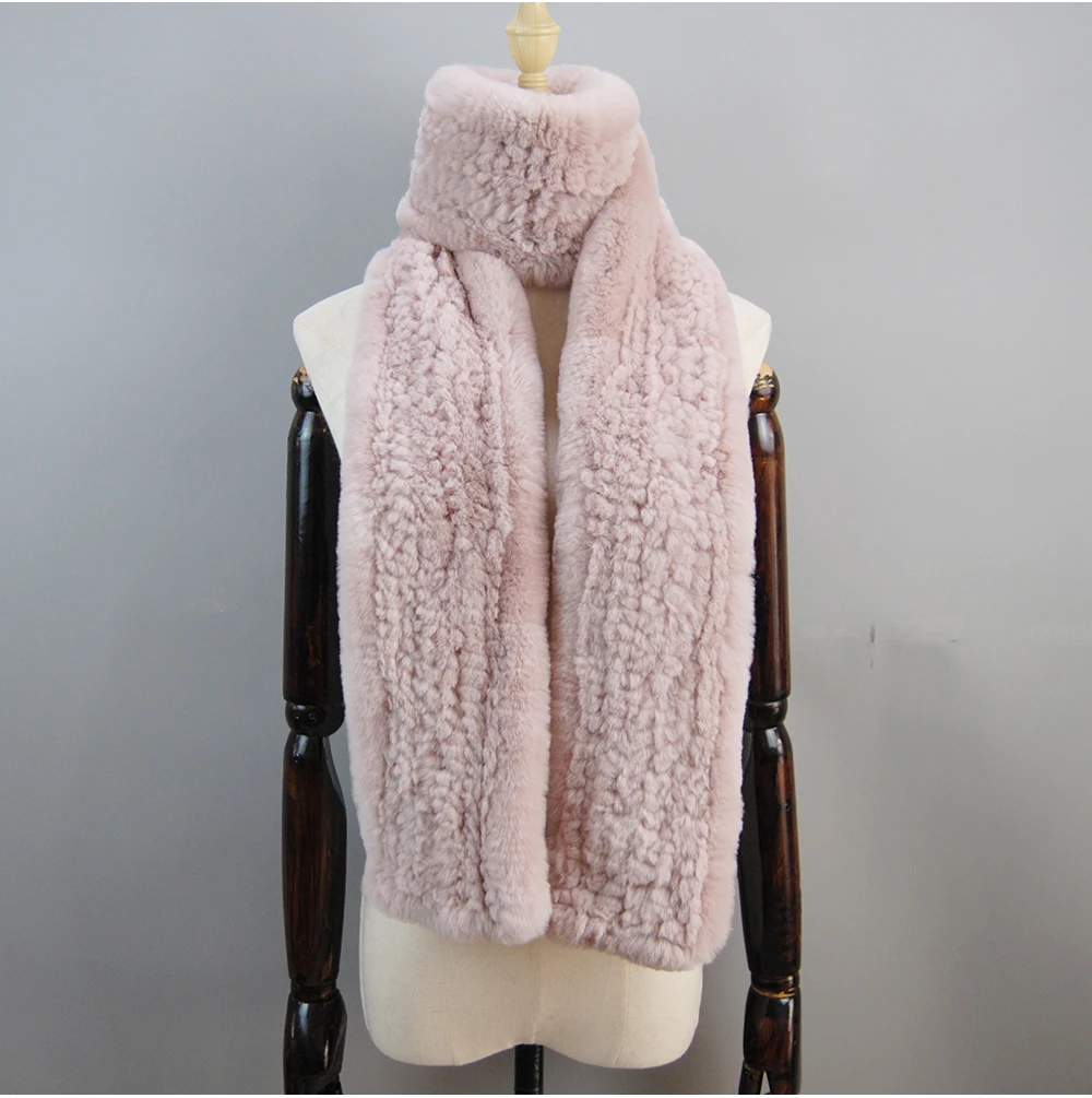 Women's Thick Warm Winter Fashion Brand Fur Muffler Real Fur Scarf High Quality Luxury Big Long Natural Rex Rabbit Fur Scarves