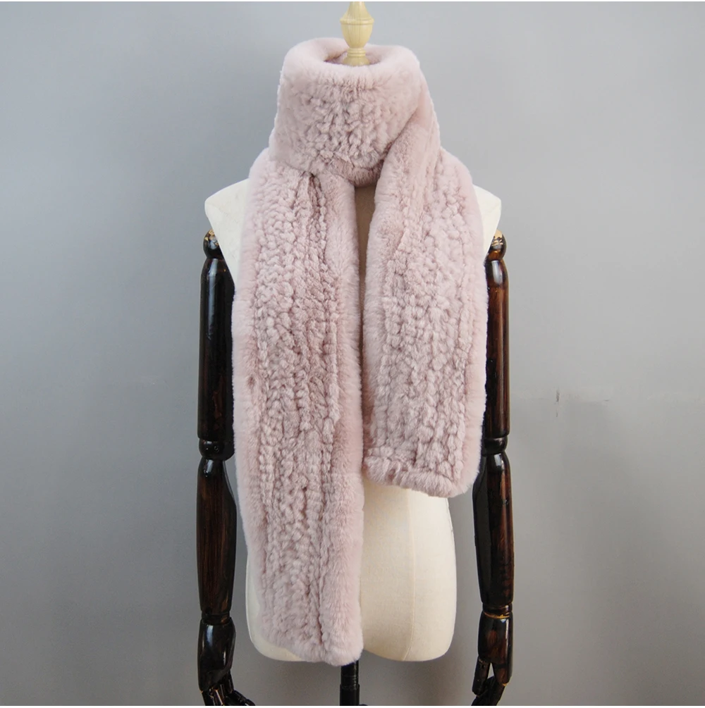 Women's Thick Warm Winter Fashion Brand Fur Muffler Real Fur Scarf High Quality Luxury Big Long Natural Rex Rabbit Fur Scarves