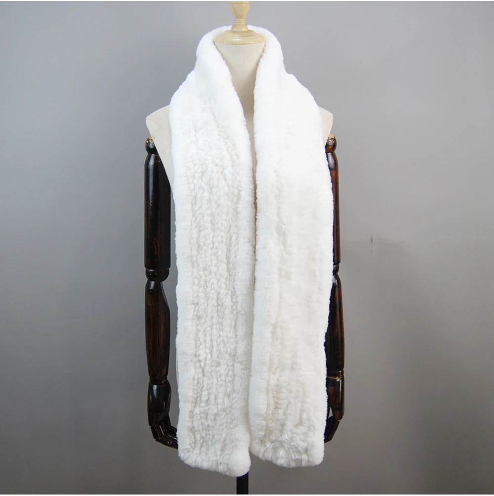 Women's Thick Warm Winter Fashion Brand Fur Muffler Real Fur Scarf High Quality Luxury Big Long Natural Rex Rabbit Fur Scarves