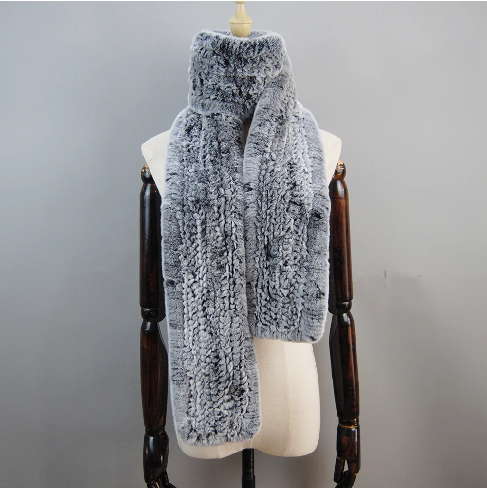 Women's Thick Warm Winter Fashion Brand Fur Muffler Real Fur Scarf High Quality Luxury Big Long Natural Rex Rabbit Fur Scarves