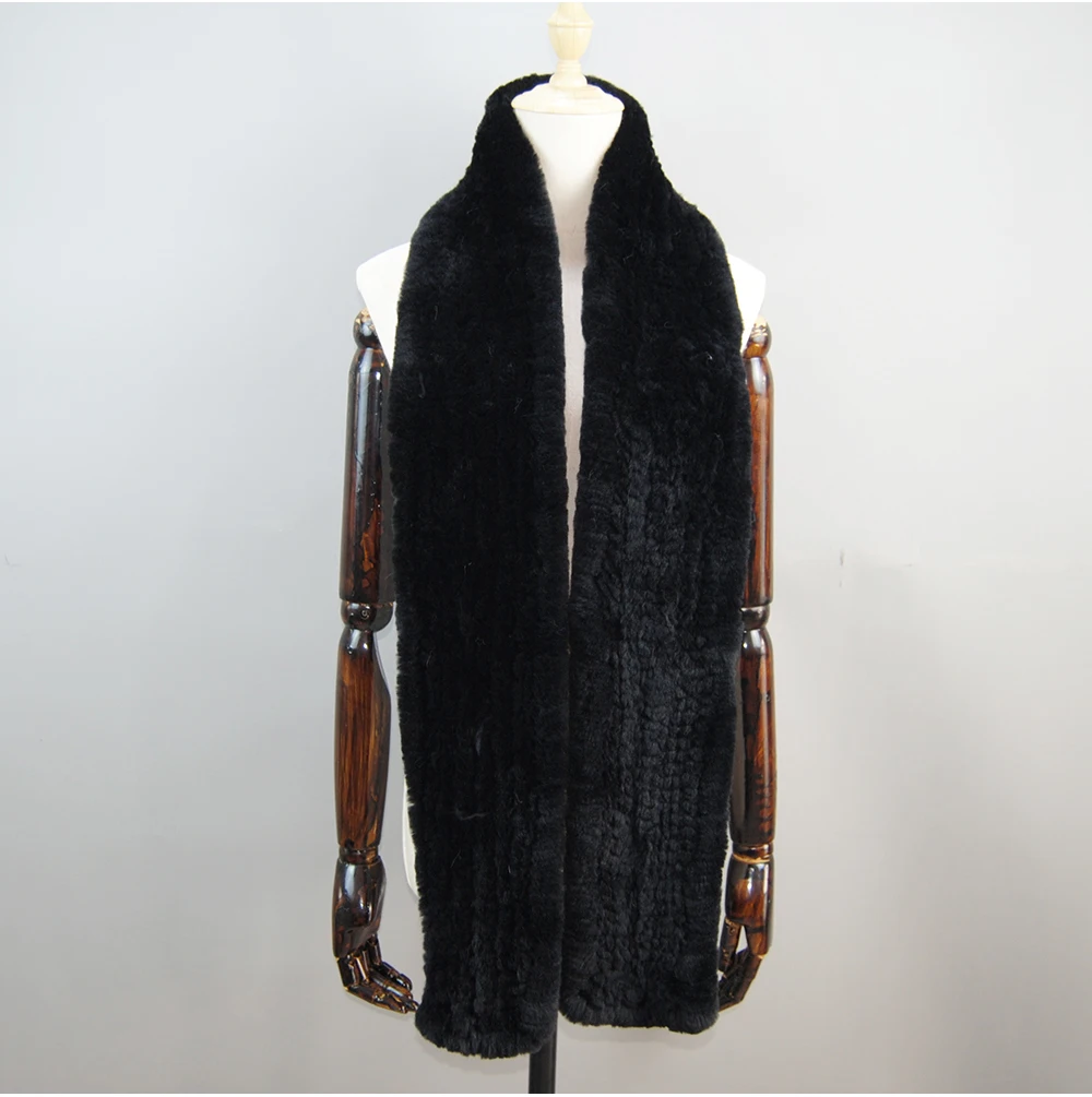 Women's Thick Warm Winter Fashion Brand Fur Muffler Real Fur Scarf High Quality Luxury Big Long Natural Rex Rabbit Fur Scarves