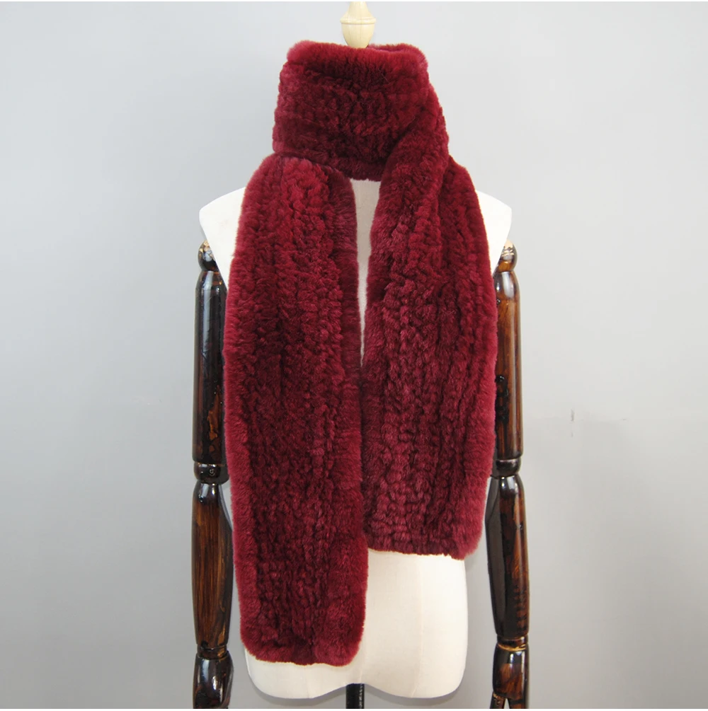 Women's Thick Warm Winter Fashion Brand Fur Muffler Real Fur Scarf High Quality Luxury Big Long Natural Rex Rabbit Fur Scarves