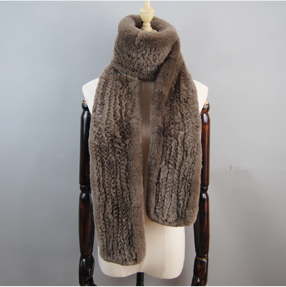 Women's Thick Warm Winter Fashion Brand Fur Muffler Real Fur Scarf High Quality Luxury Big Long Natural Rex Rabbit Fur Scarves