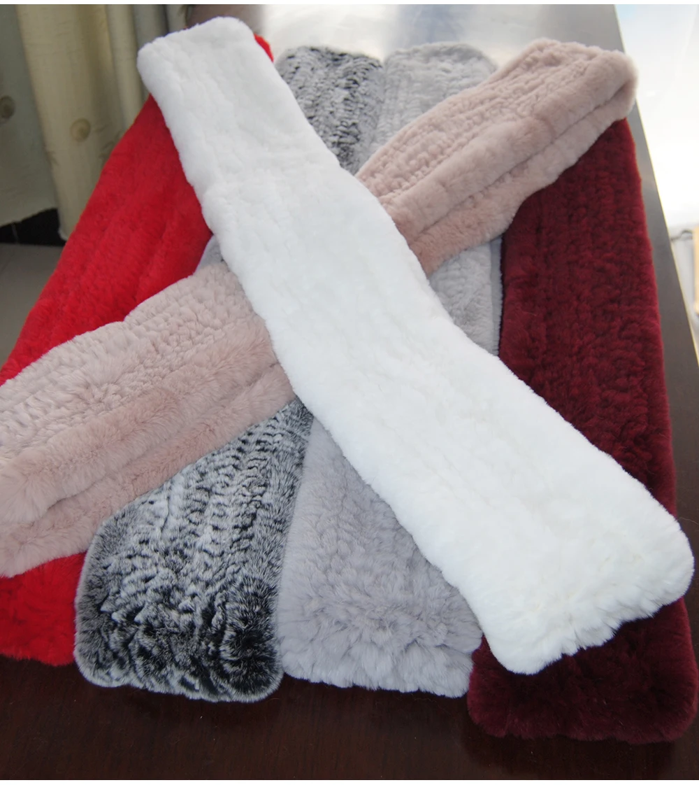 Women's Thick Warm Winter Fashion Brand Fur Muffler Real Fur Scarf High Quality Luxury Big Long Natural Rex Rabbit Fur Scarves