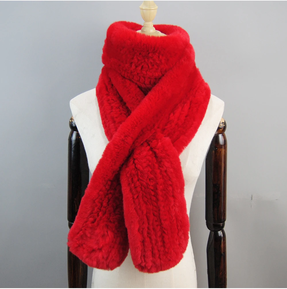 Women's Thick Warm Winter Fashion Brand Fur Muffler Real Fur Scarf High Quality Luxury Big Long Natural Rex Rabbit Fur Scarves