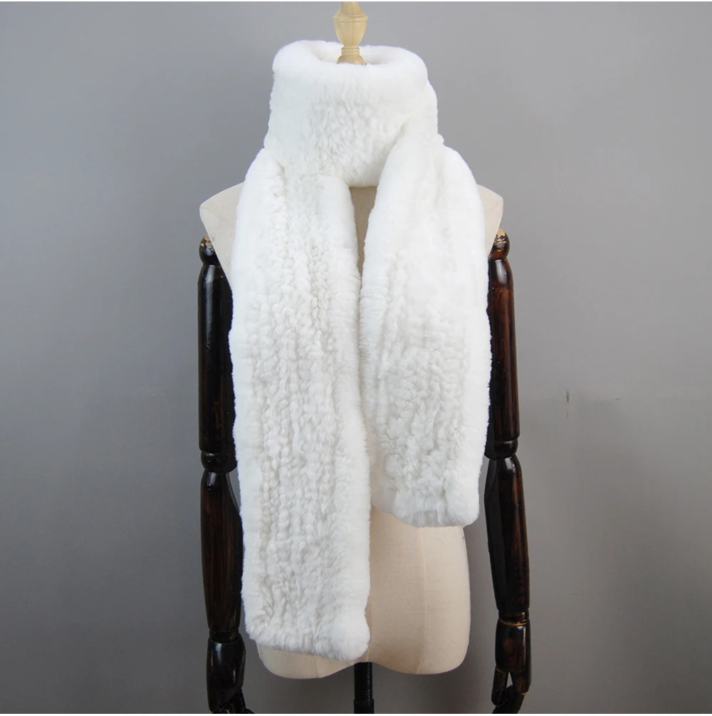 Women's Thick Warm Winter Fashion Brand Fur Muffler Real Fur Scarf High Quality Luxury Big Long Natural Rex Rabbit Fur Scarves