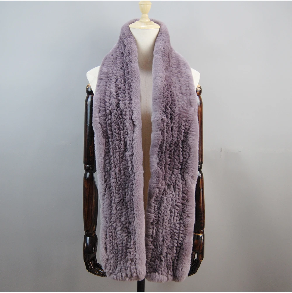 Women's Thick Warm Winter Fashion Brand Fur Muffler Real Fur Scarf High Quality Luxury Big Long Natural Rex Rabbit Fur Scarves