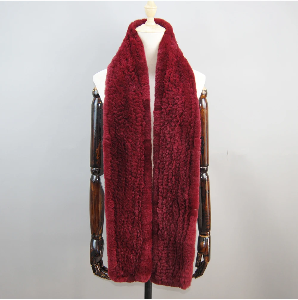 Women's Thick Warm Winter Fashion Brand Fur Muffler Real Fur Scarf High Quality Luxury Big Long Natural Rex Rabbit Fur Scarves
