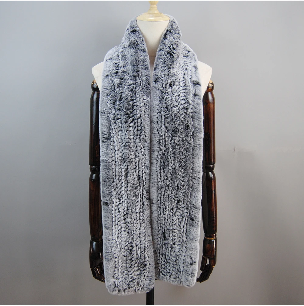 Women's Thick Warm Winter Fashion Brand Fur Muffler Real Fur Scarf High Quality Luxury Big Long Natural Rex Rabbit Fur Scarves