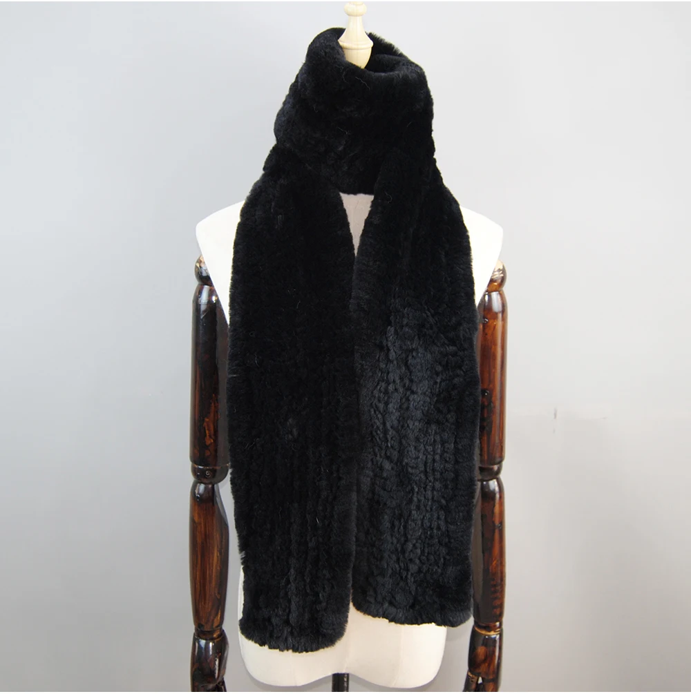 Women's Thick Warm Winter Fashion Brand Fur Muffler Real Fur Scarf High Quality Luxury Big Long Natural Rex Rabbit Fur Scarves