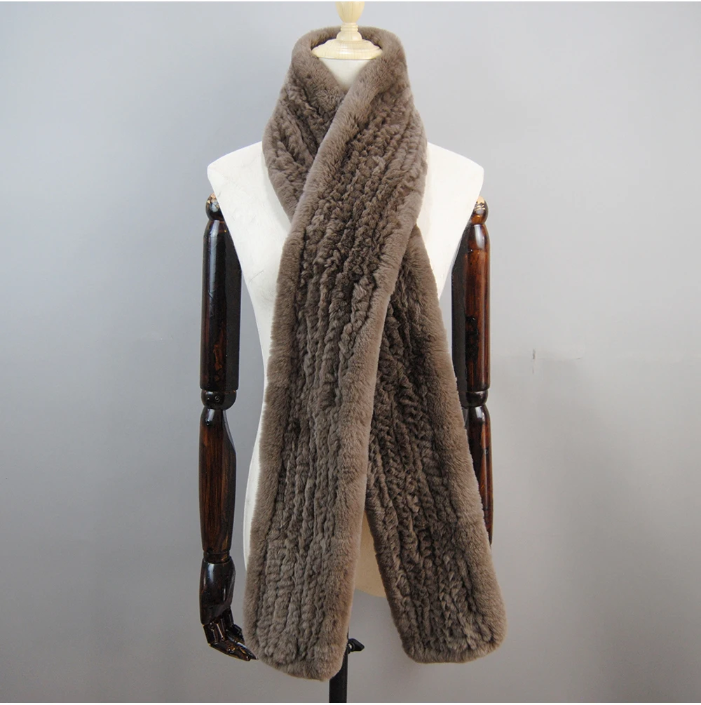 Women's Thick Warm Winter Fashion Brand Fur Muffler Real Fur Scarf High Quality Luxury Big Long Natural Rex Rabbit Fur Scarves