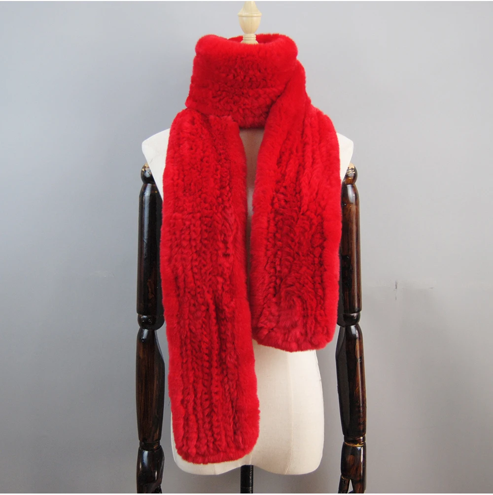 Women's Thick Warm Winter Fashion Brand Fur Muffler Real Fur Scarf High Quality Luxury Big Long Natural Rex Rabbit Fur Scarves