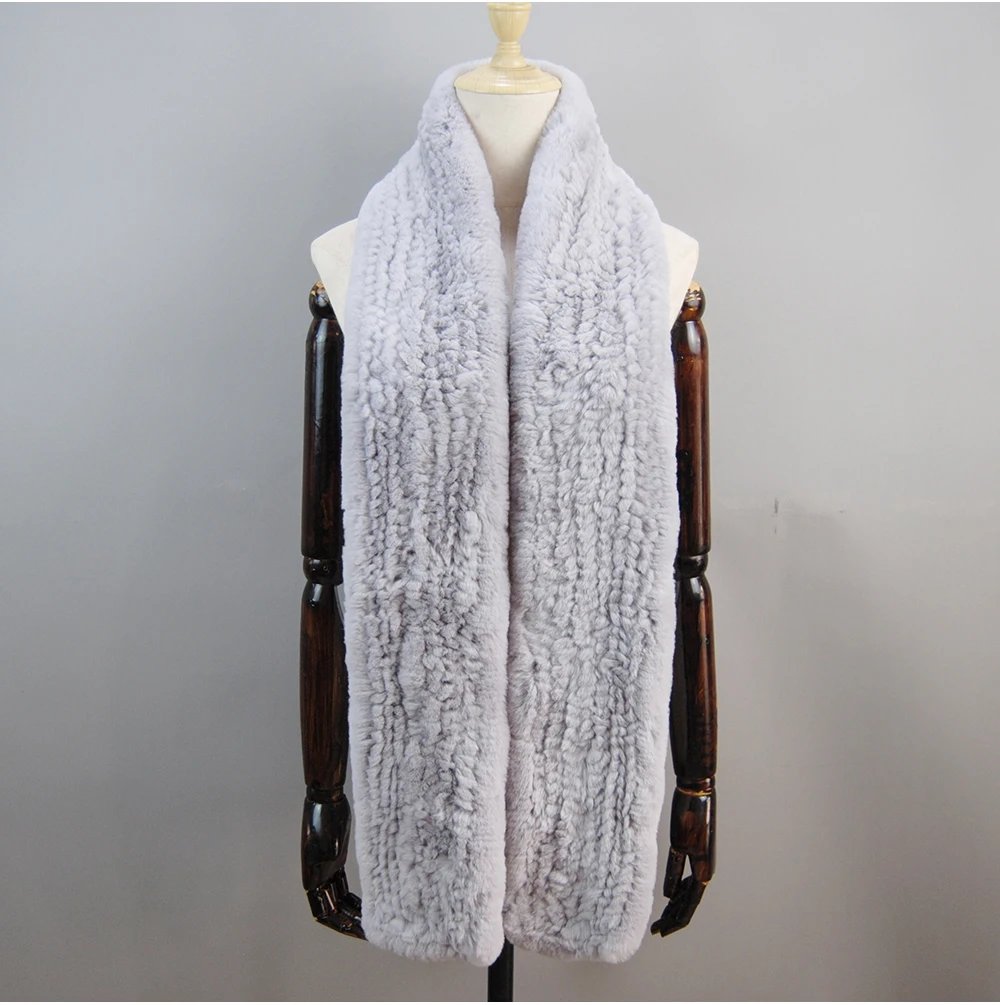 Women's Thick Warm Winter Fashion Brand Fur Muffler Real Fur Scarf High Quality Luxury Big Long Natural Rex Rabbit Fur Scarves