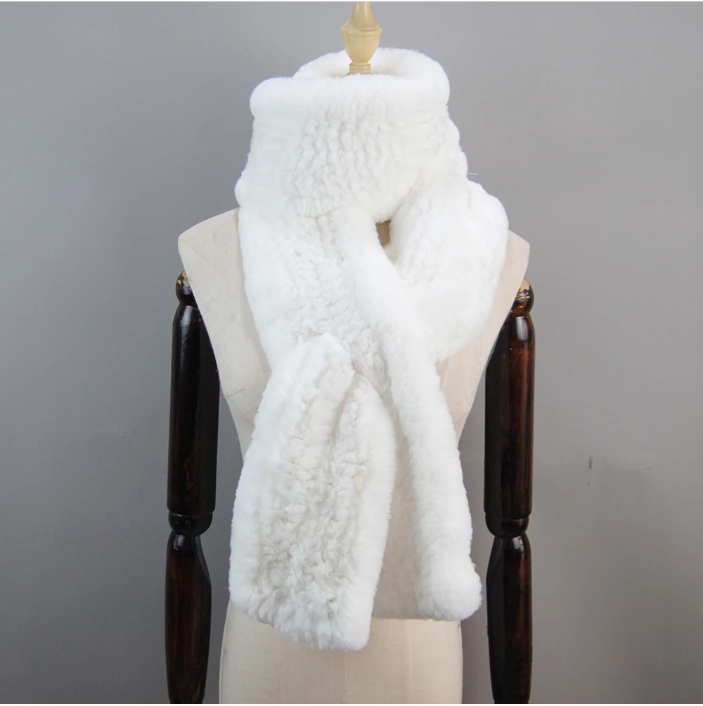 Women's Thick Warm Winter Fashion Brand Fur Muffler Real Fur Scarf High Quality Luxury Big Long Natural Rex Rabbit Fur Scarves