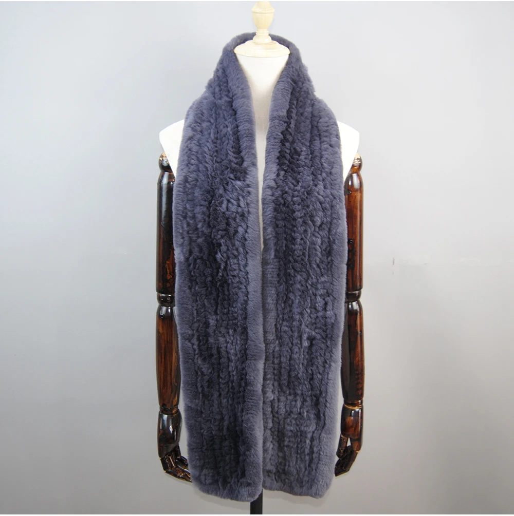 Women's Thick Warm Winter Fashion Brand Fur Muffler Real Fur Scarf High Quality Luxury Big Long Natural Rex Rabbit Fur Scarves
