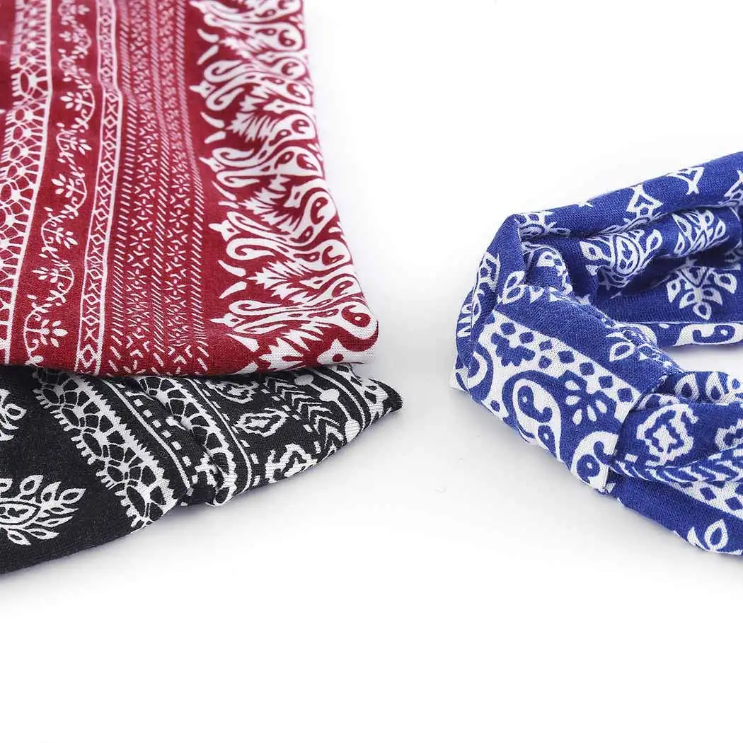Retro Headbands Fashion Printed Wide Knotted Hair Bands Soft Cotton Head Wraps Headband for Women Sport Yoga Hair Accessories