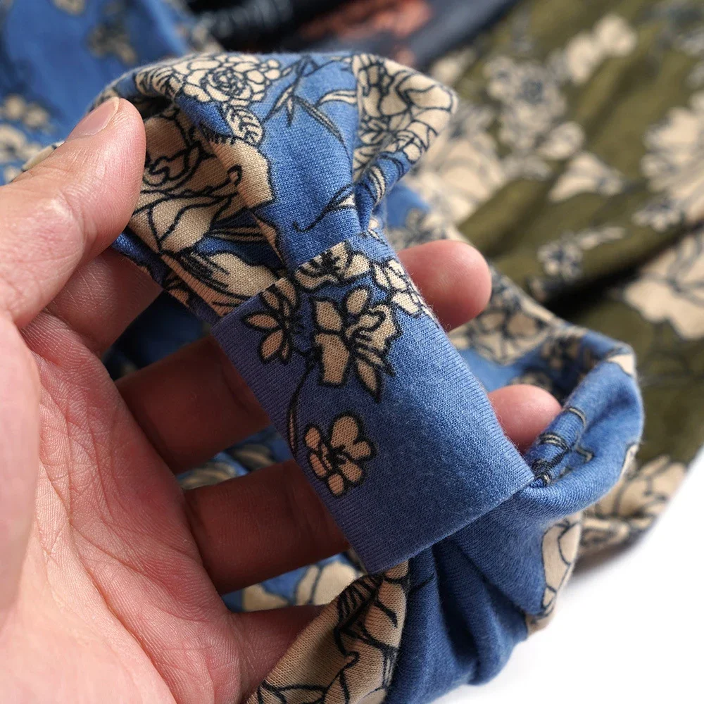 Retro Headbands Fashion Printed Wide Knotted Hair Bands Soft Cotton Head Wraps Headband for Women Sport Yoga Hair Accessories