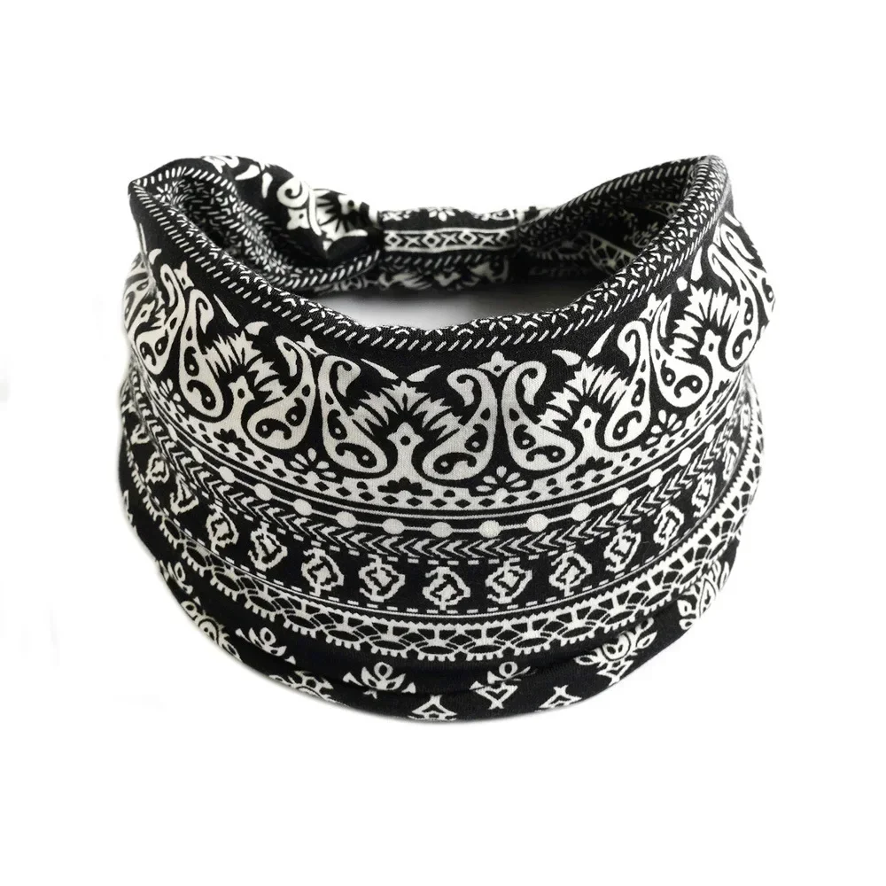 Retro Headbands Fashion Printed Wide Knotted Hair Bands Soft Cotton Head Wraps Headband for Women Sport Yoga Hair Accessories
