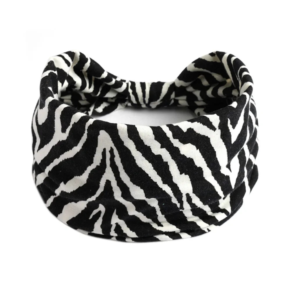 Retro Headbands Fashion Printed Wide Knotted Hair Bands Soft Cotton Head Wraps Headband for Women Sport Yoga Hair Accessories