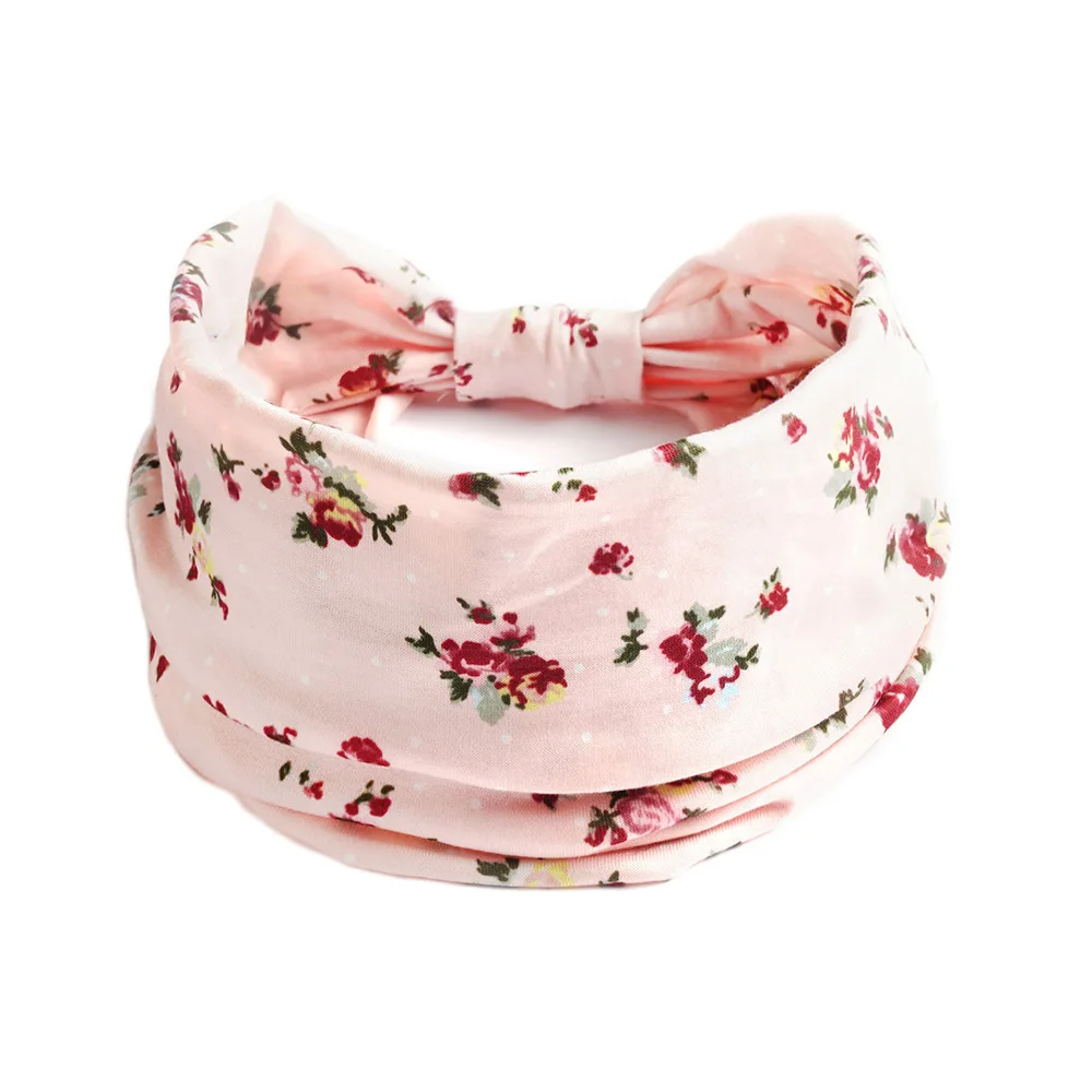 Retro Headbands Fashion Printed Wide Knotted Hair Bands Soft Cotton Head Wraps Headband for Women Sport Yoga Hair Accessories