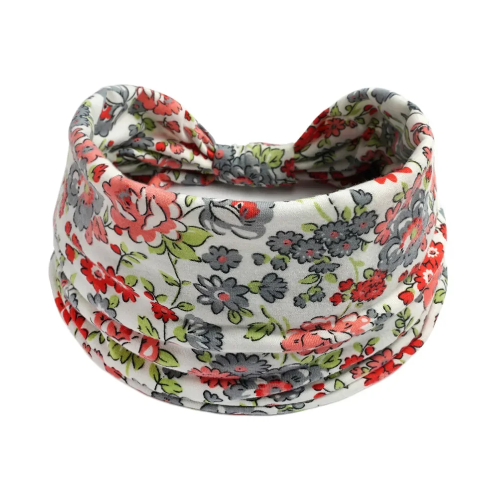 Retro Headbands Fashion Printed Wide Knotted Hair Bands Soft Cotton Head Wraps Headband for Women Sport Yoga Hair Accessories