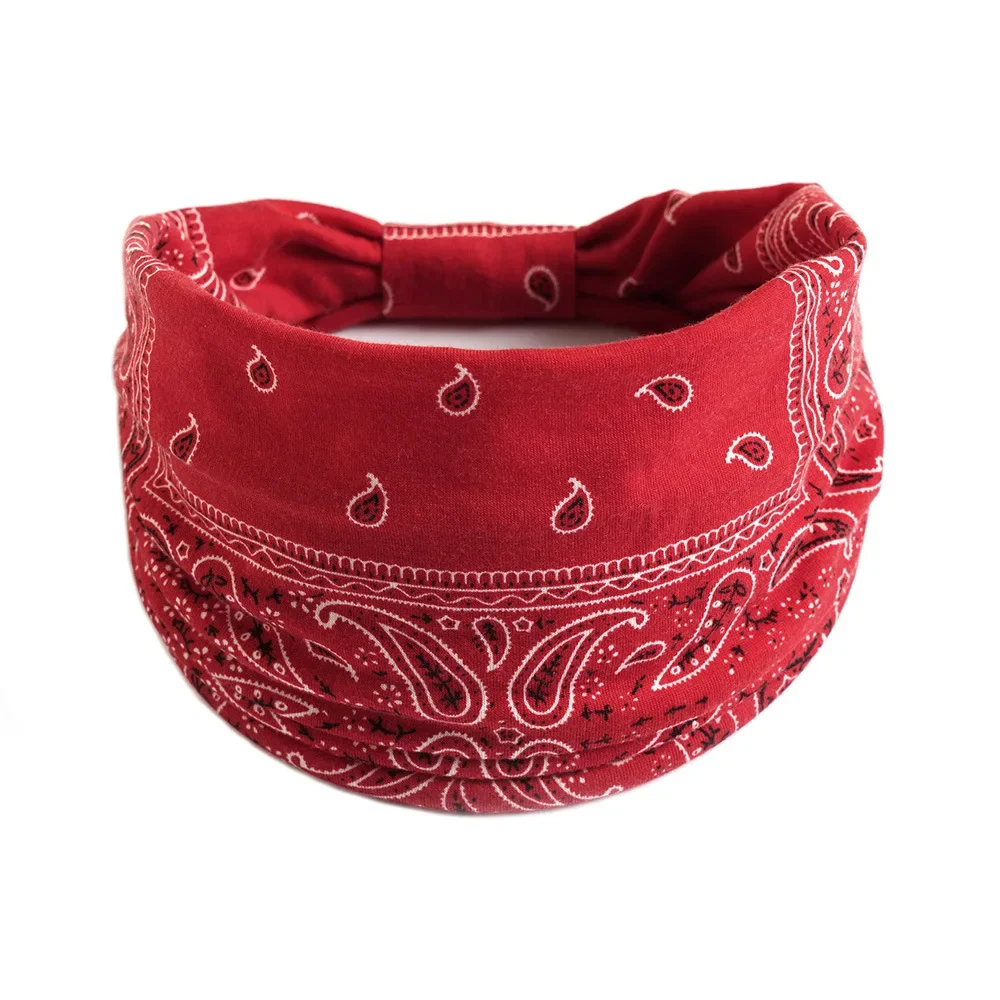 Retro Headbands Fashion Printed Wide Knotted Hair Bands Soft Cotton Head Wraps Headband for Women Sport Yoga Hair Accessories
