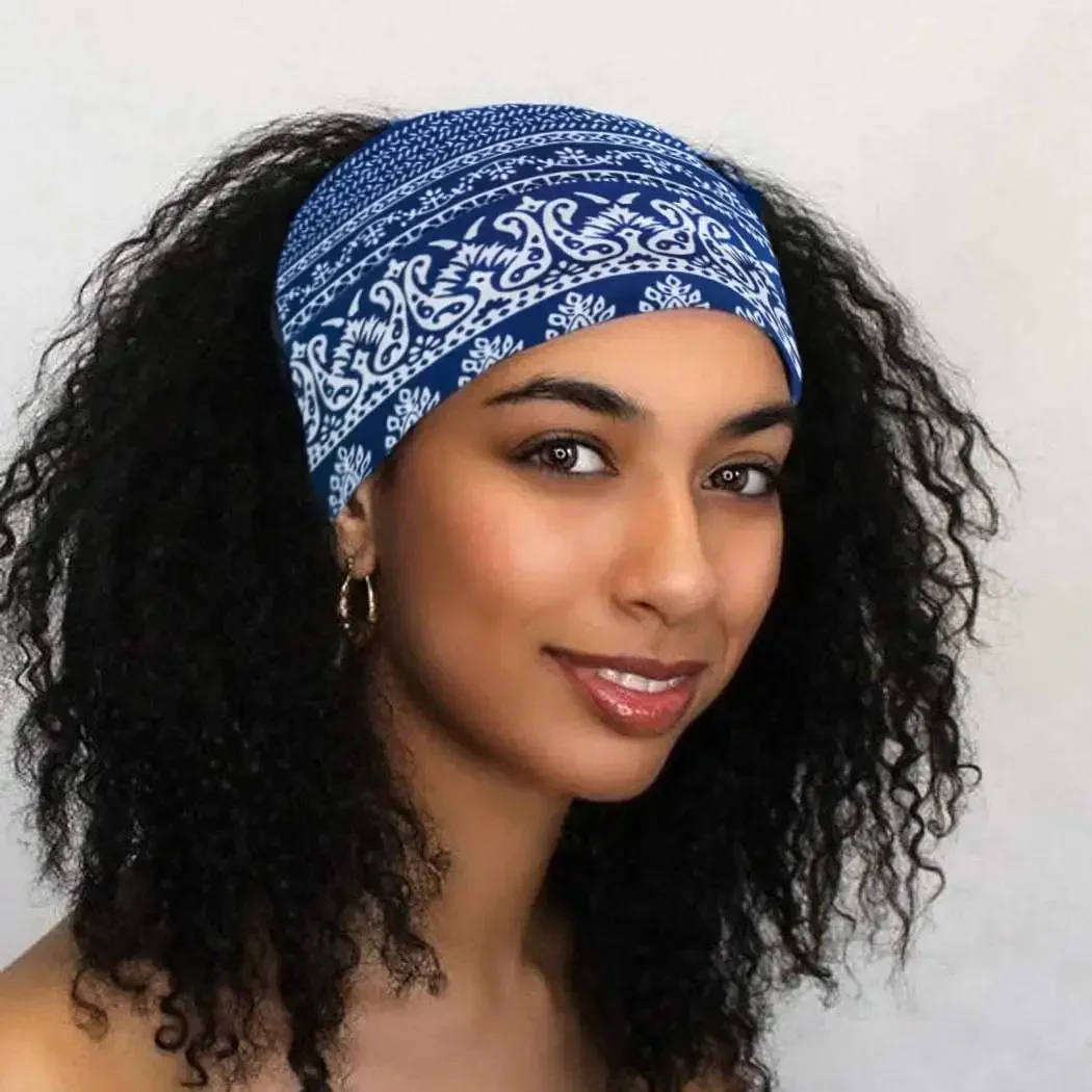 Retro Headbands Fashion Printed Wide Knotted Hair Bands Soft Cotton Head Wraps Headband for Women Sport Yoga Hair Accessories